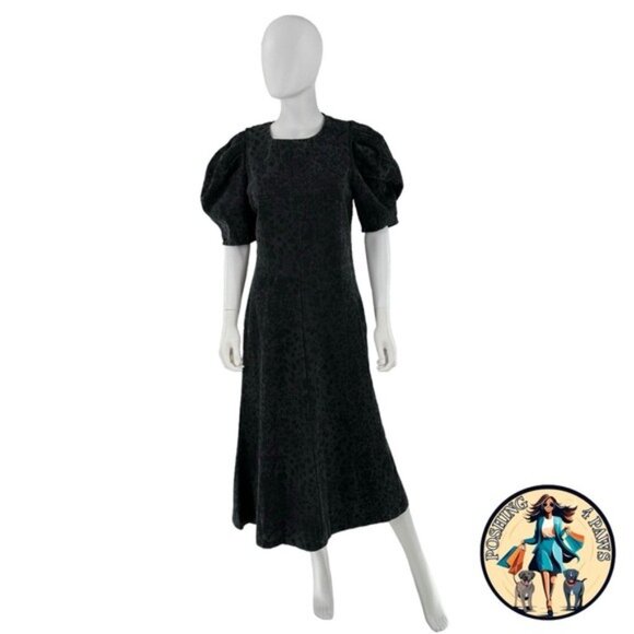 En Saison NEW Charcoal Gray Harlow Denim Animal Print Midi Dress Size XS - Picture 4 of 8